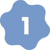 Blue shape with white number one