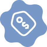 White tag icon on blue splash background